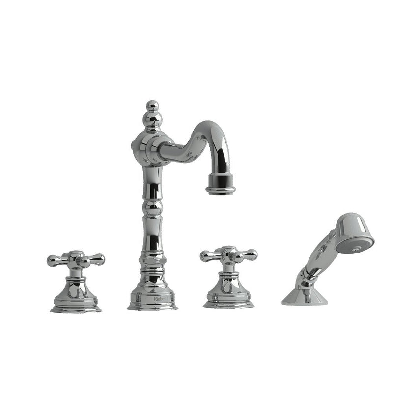 Riobel RT12 4-piece deck-mount tub filler with hand shower
