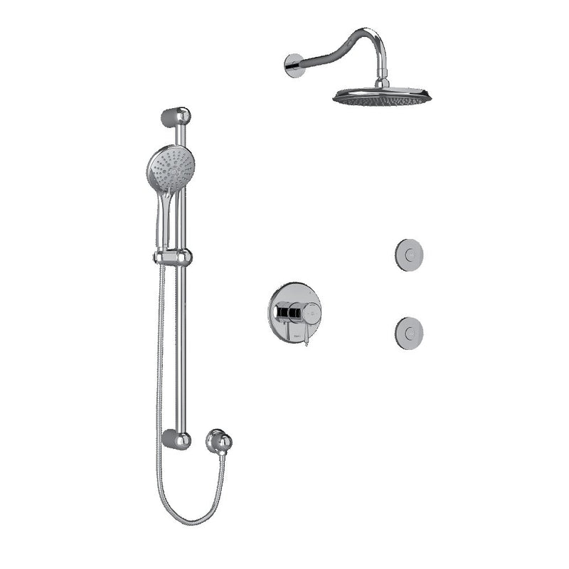 Riobel KIT3545RT Type TP thermostaticpressure balance 0.5 coaxial 3-way system with hand shower rail shower head and spout - Standard