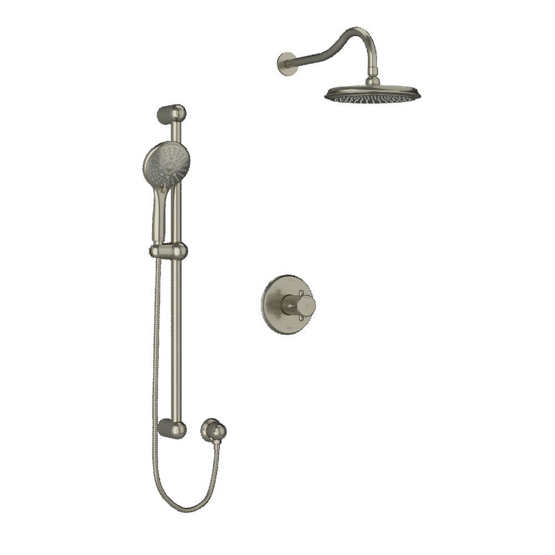 Riobel KIT323RT Type TP thermostaticpressure balance 0.5 coaxial 2-way system with hand shower and shower head - Cross Handle