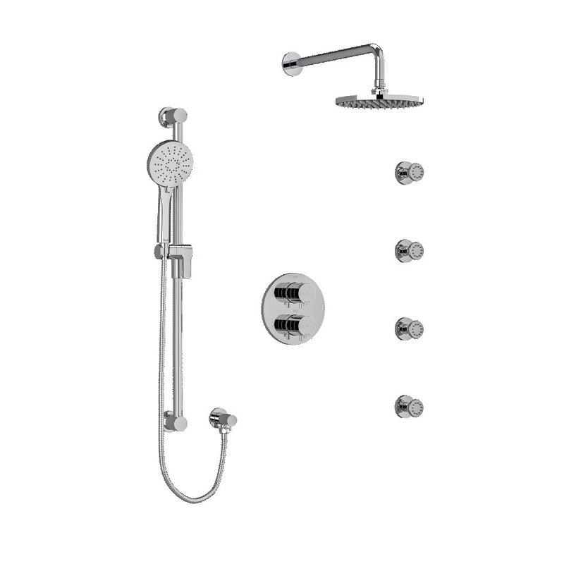 Riobel Sylla KIT446SYTM Type TP thermostaticpressure balance double coaxial system with hand shower rail 4 body jets and shower