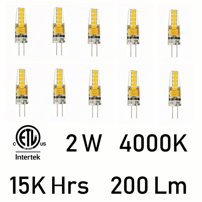 CWI  2 Watt G4 LED LED Bulb 4000K (Set of 10)