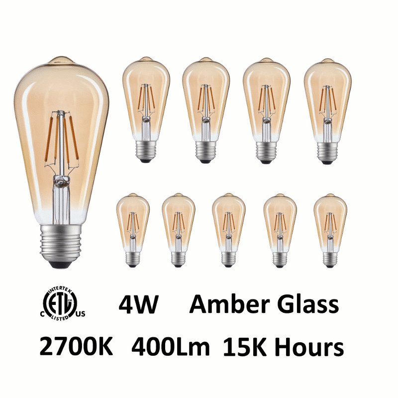 CWI  ST19 Warm White 2700K LED 4W Light Bulb (Set of 10)