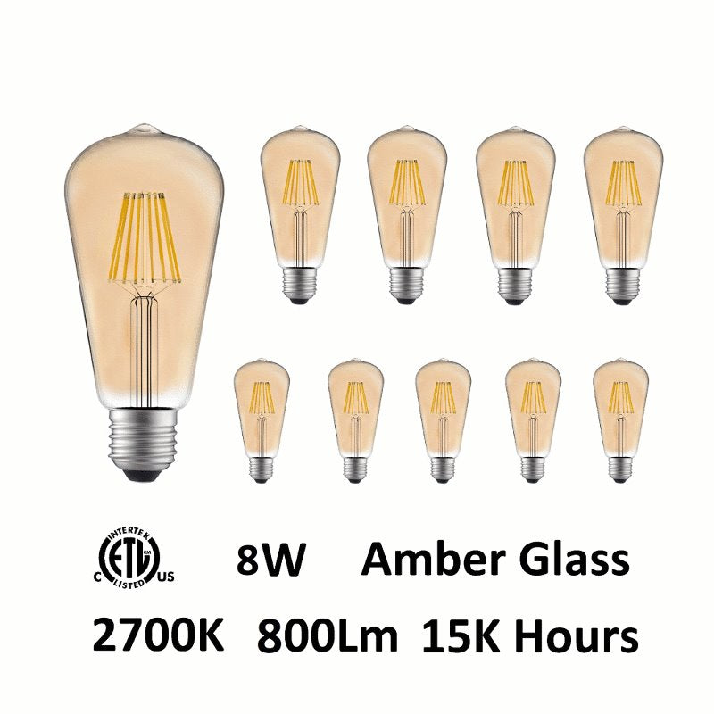 CWI  ST19 Warm White 2700K LED 8W Light Bulb (Set of 10)