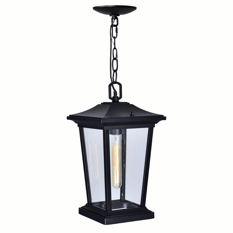 CWI Leawood 1 Light Black Outdoor Hanging Light