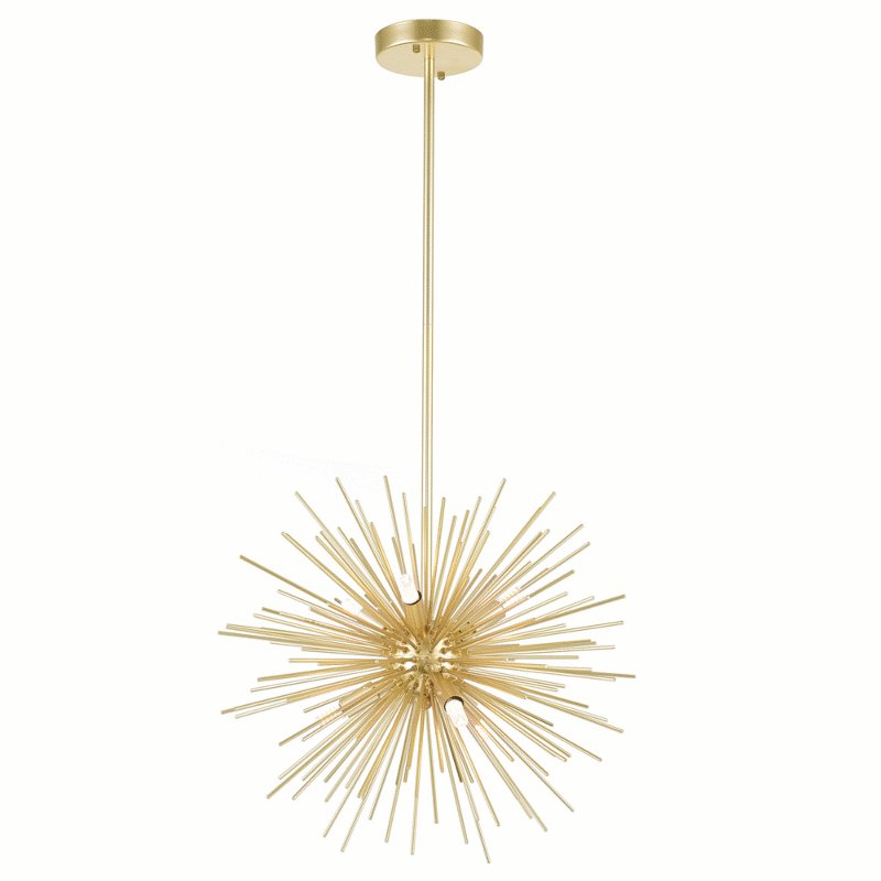 CWI Savannah 6 Light Chandelier With Gold Leaf Finish
