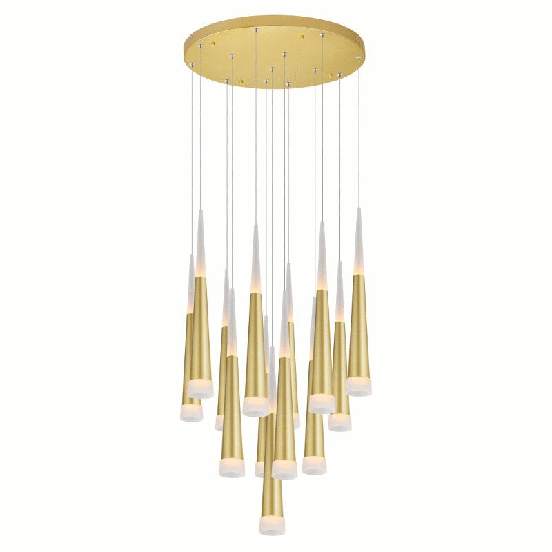 CWI Andes LED Multi Light Pendant With Satin Gold Finish