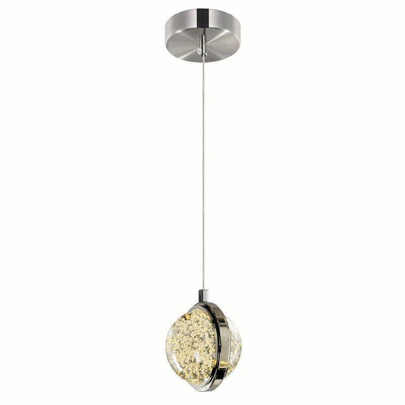 CWI Gemini 1 Light Pendant With Polished Nickel Finish