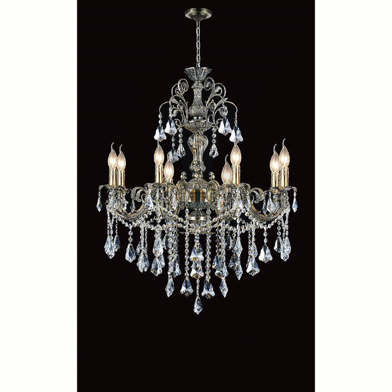 CWI Brass 8 Light Up Chandelier With Antique Brass Finish