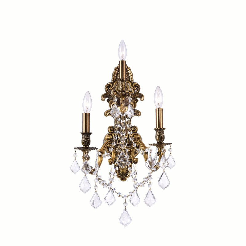 CWI Brass 3 Light Wall Sconce With French Gold Finish