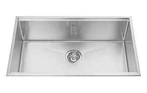 Kindred KCS33 18 gauge Designer Series topmount single bowl 10 mms radius includes grid glass board with cutting mats and sta...
