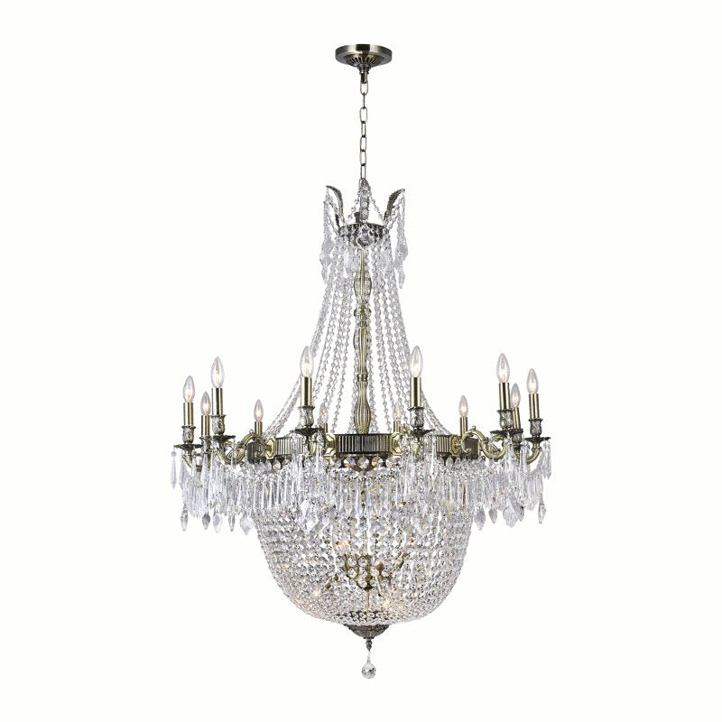 CWI Brass 24 Light Up Chandelier With Antique Brass Finish