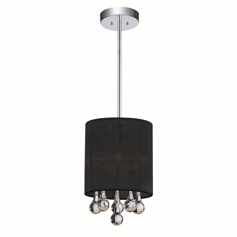 CWI Water Drop 1 Light Drum Shade Mini Pendant With Chrome Finish