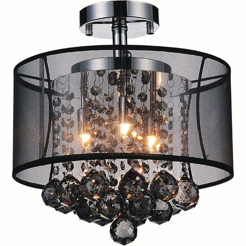 CWI Radiant 3 Light Drum Shade Flush Mount With Chrome Finish