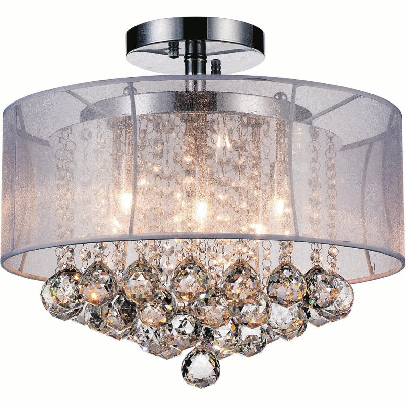CWI Radiant 6 Light Drum Shade Flush Mount With Chrome Finish