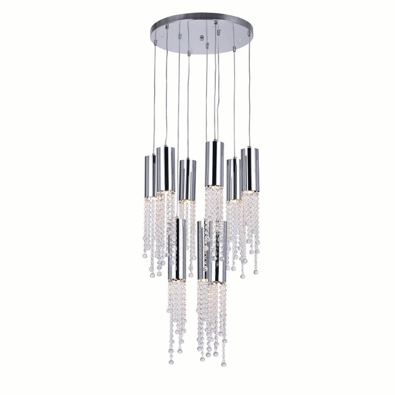 CWI Extended 9 Light Multi Light Pendant With Chrome Finish