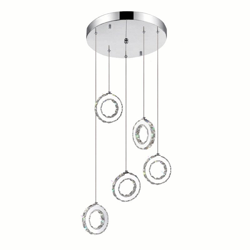 CWI Ring LED Multi Light Pendant With Chrome Finish