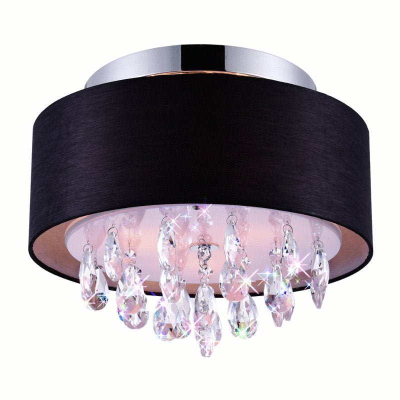 CWI Dash 3 Light Drum Shade Flush Mount With Chrome Finish