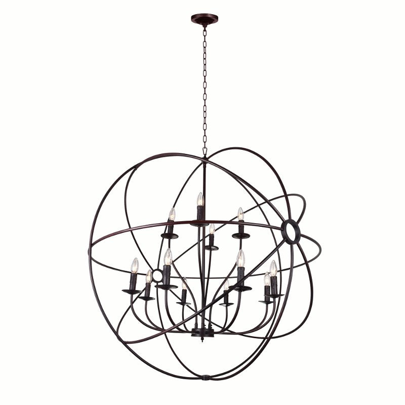 CWI Arza 12 Light Up Chandelier With Brown Finish