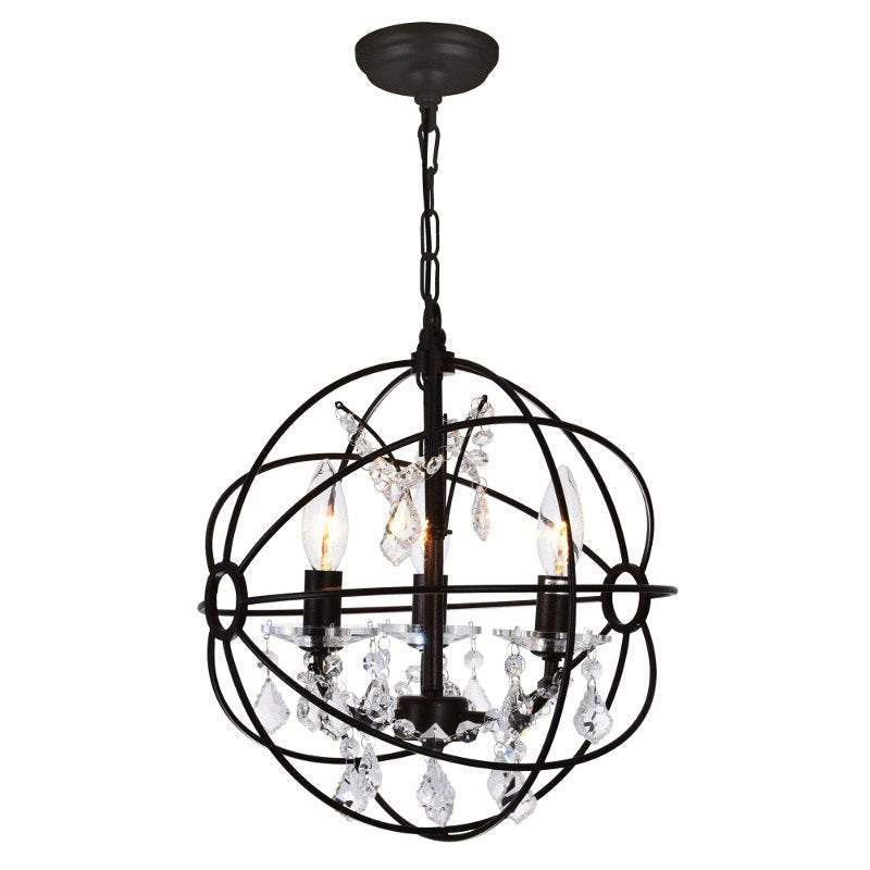 CWI Campechia 3 Light Up Mini Chandelier With Brown Finish