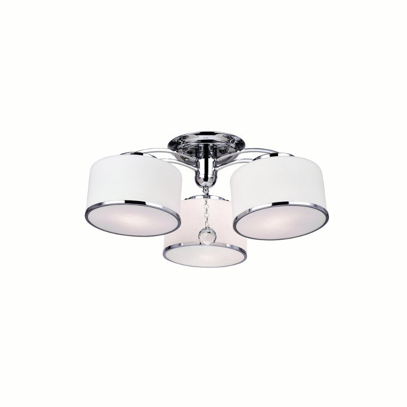 CWI Frosted 3 Light Drum Shade Flush Mount With Chrome Finish