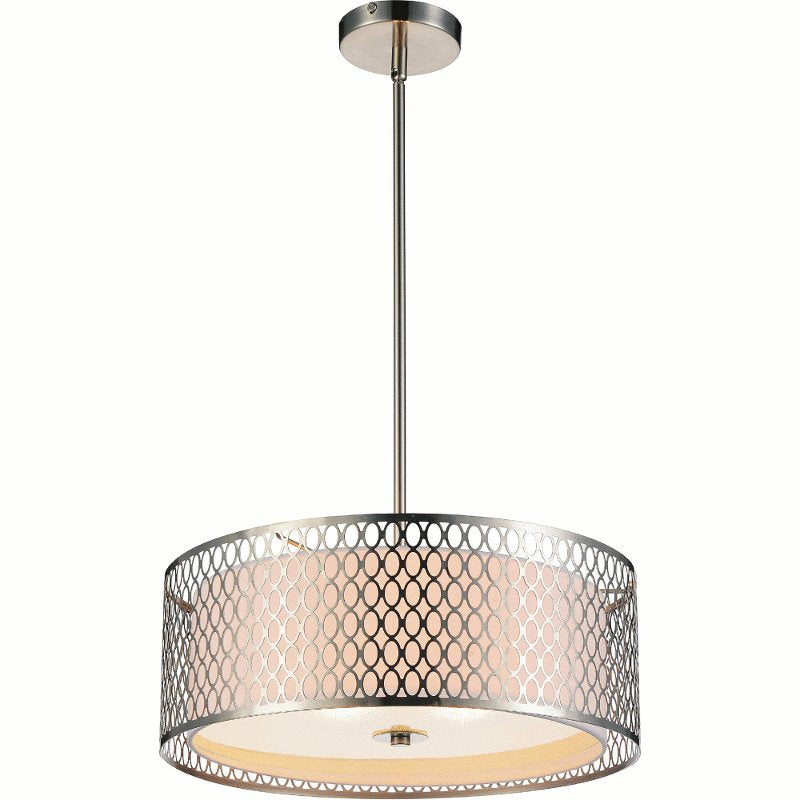 CWI Mikayla 3 Light Drum Shade Chandelier With Satin Nickel Finish