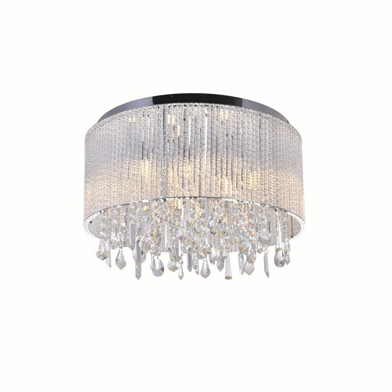 CWI Benson 9 Light Drum Shade Flush Mount With Chrome Finish