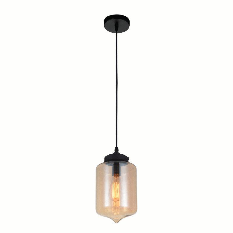CWI Glass 1 Light Down Mini Pendant With Amber Finish