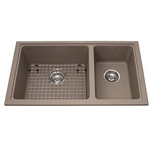 Kindred KGDC2RU8SM Granite undermount combination bowl Storm includes grid