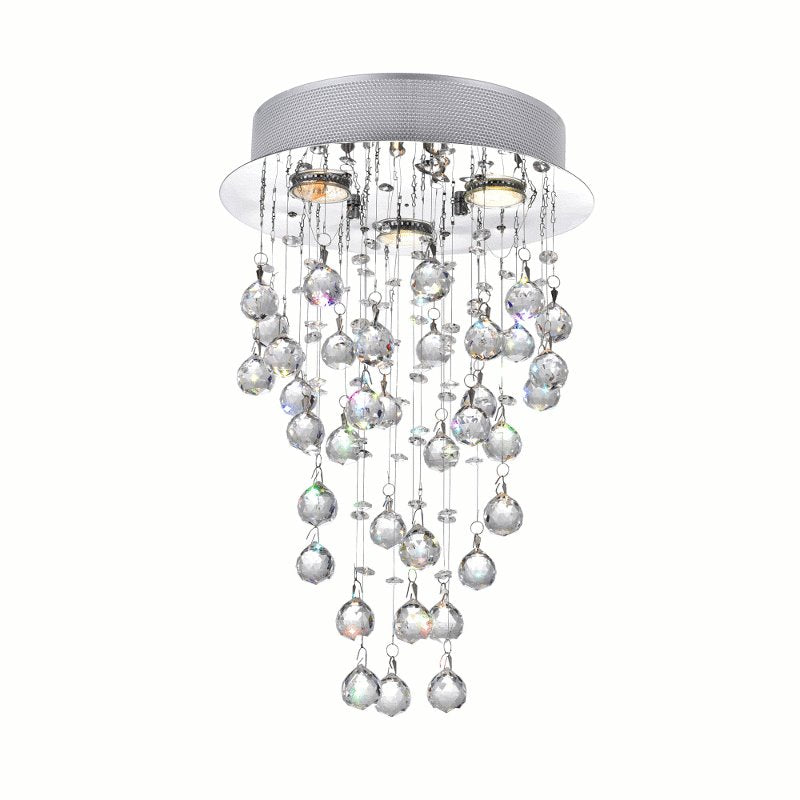 CWI Rain Drop 3 Light Flush Mount With Chrome Finish