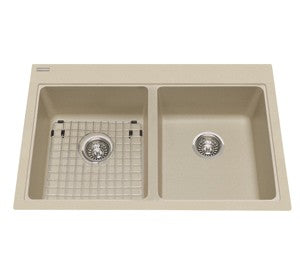 Kindred KGDL2233 Granite drop-in double sink 1 hole includes grid