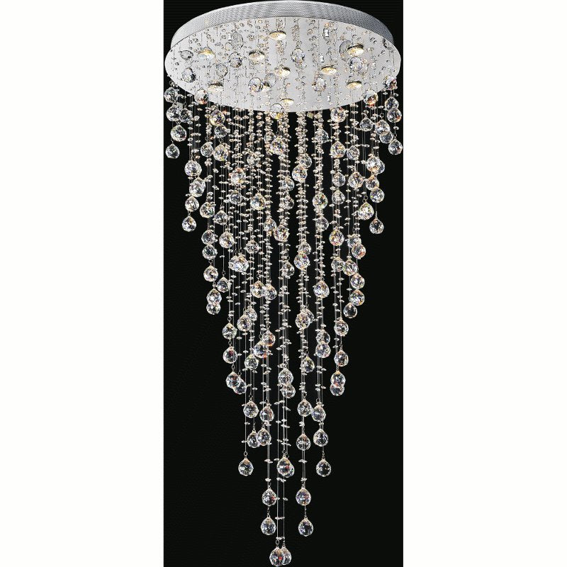 CWI Rain Drop 10 Light Flush Mount With Chrome Finish