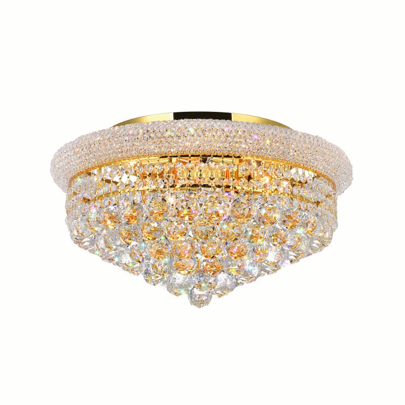 CWI Empire 8 Light Flush Mount With Gold Finish