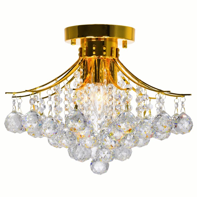CWI Princess 4 Light Flush Mount With Gold Finish