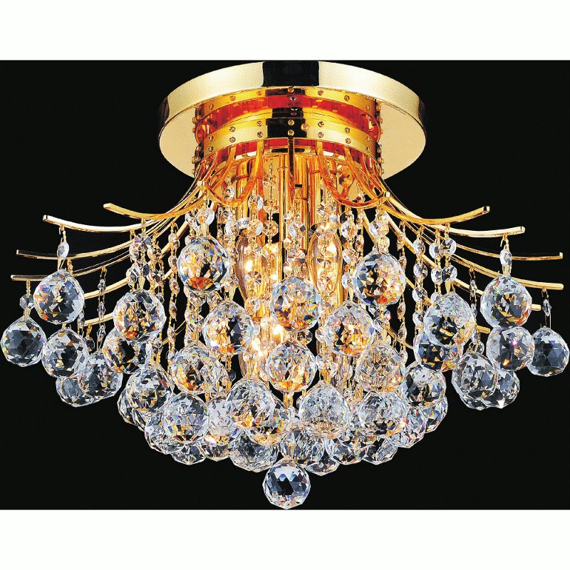 CWI Princess 6 Light Flush Mount With Gold Finish