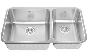 Kindred KSC1RUA Two bowl combination sink small bowl right 18 gauge crease bowl bottoms