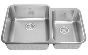 Kindred KSCM1RUA Two bowl combination sink small bowl right 18 gauge crease bowl bottoms