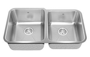 Kindred KSCM3RUA Two bowl combination sink small bowl right 18 gauge crease bowl bottoms