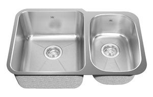 Kindred KSCM4RUA Two bowl combination sink small bowl right 18 gauge crease bowl bottoms