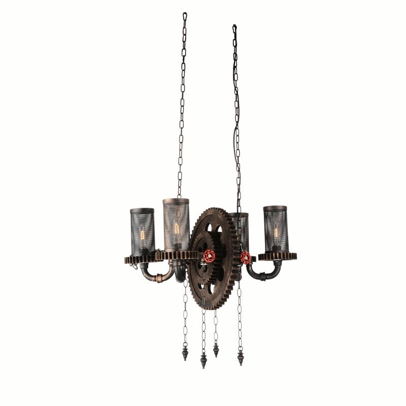 CWI Manchi 4 Light Up Chandelier With Rust Finish