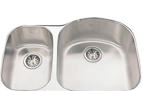 Kindred KSDCLU Two bowl combination sink small bowl left 18 gauge crease bowl bottoms