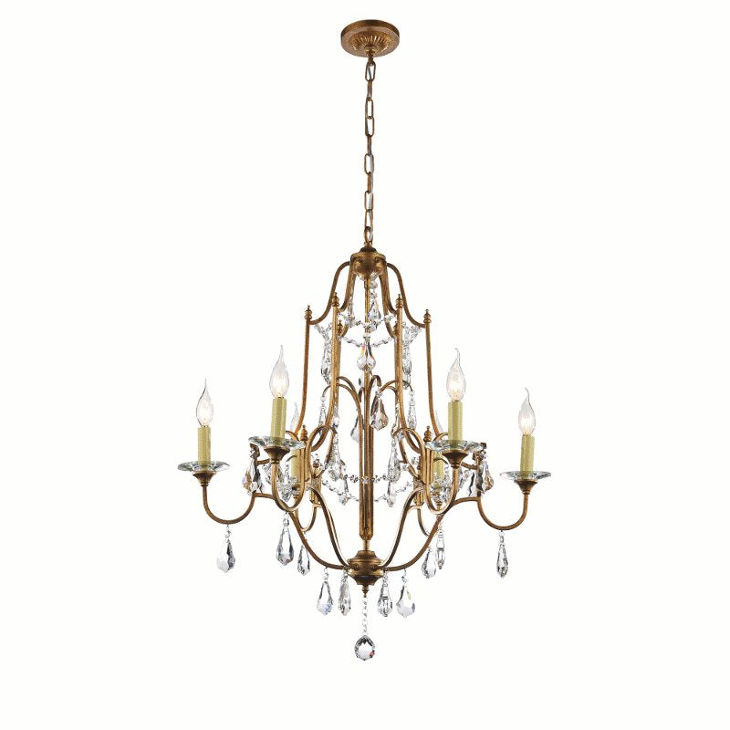 CWI Electra 6 Light Up Chandelier With Oxidized Bronze Finish