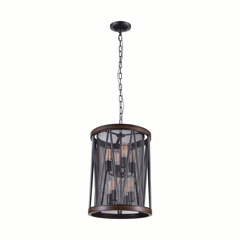 CWI Parsh 8 Light Drum Shade Chandelier With Pewter Finish