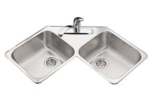 Kindred QCR Double Bowl corner Sink 20 gauge