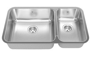 Kindred QCUA1831 Combination bowl undermount 20 gauge small bowl left
