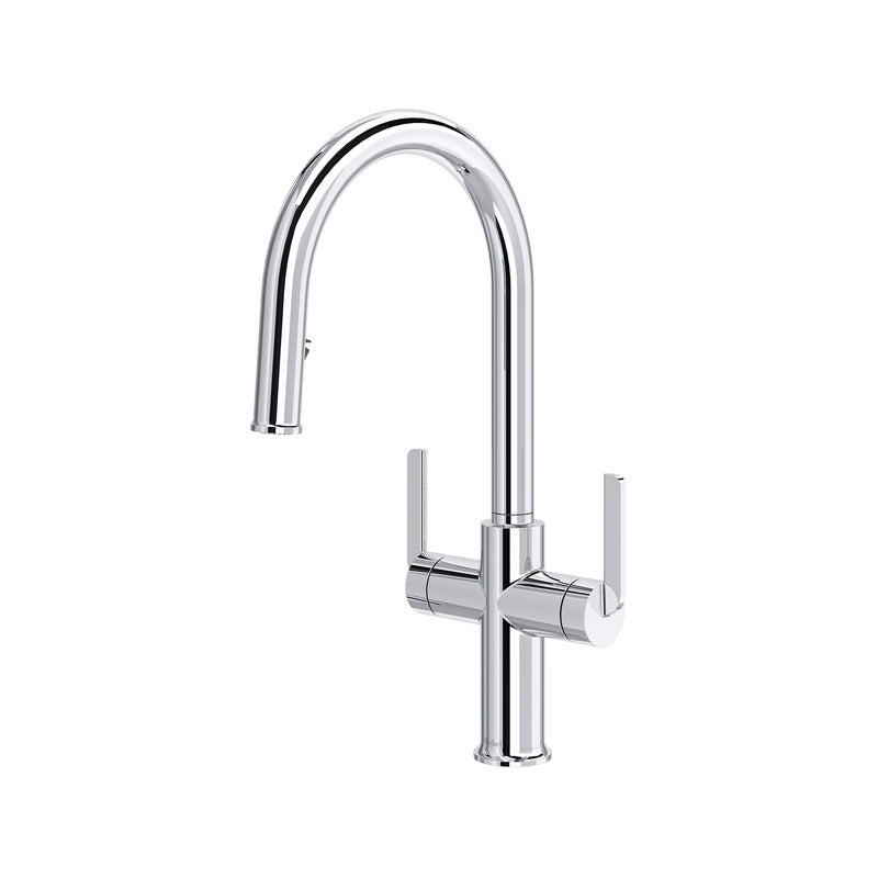Riobel Authentica AU801 Two Handle Pull-Down Kitchen Faucet with C-Spout