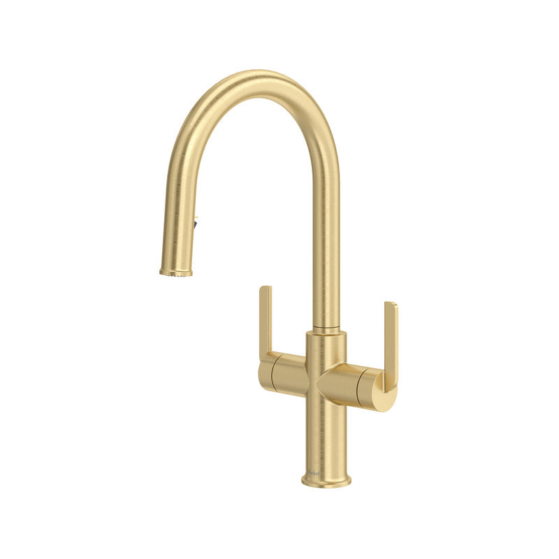 Riobel Authentica AU801 Two Handle Pull-Down Kitchen Faucet with C-Spout